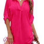 Lowock Womens Bathing Suit Cover Ups for Swimwear Bikini Swimsuit Coverup Drawstring Summer Beach Dress