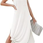 Fasumava Women Summer Sleeveless Dress Casual Loose Split Beach Sundresses T Shirt Long Dresses