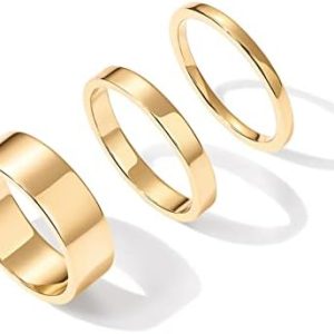 PAVOI 18K Gold Plated Rings Set | Gold Stacking Rings for Women | Stacking Ring Set