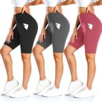 MOREFEEL 3 Pack Biker Shorts for Women with Pockets – 8″ High Waist Tummy Control Workout Gym Yoga Running Summer Short Pants