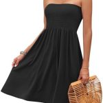 WNEEDU Summer Dresses for Women Strapless Off Shoulder Causal Sundress Beach Cover Ups
