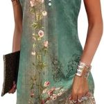 Womens Summer Dress 2024 Casual Button Down V Neck Sleeveless Fashion Boho Floral Beach Dress Sundress A-Line Dress