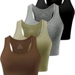 Cosy Pyro 4 Pack Cotton Crop Racerback Tank Tops for Women Basic Workout Crop Tanks Sleeveless Cropped Sport Shirts