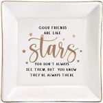 ElegantPark Gifts for Women Friend Birthday Gift Ceramic Jewelry Organizer Tray Women Ring Dish Holder Friendship Gifts for Her Jewelry Dish