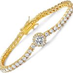GEMSME 3.0mm Tennis Bracelet 18K White Gold/Yellow Gold Plated Classic Hypoallergenic Cubic Zirconia Bracelet for Women Men 6.5-8.5 Inch