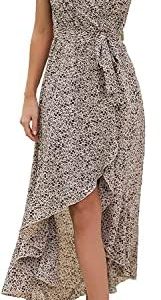 GRECERELLE Women’s Boho Beach Vacation Wrap V Neck Summer Long Maxi Dress