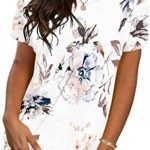 WNEEDU Womens Tops Summer T-Shirts Short Sleeve Crewneck Loose Fit Casual Basic Tee Tops 2024 New