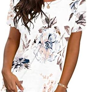 WNEEDU Womens Tops Summer T-Shirts Short Sleeve Crewneck Loose Fit Casual Basic Tee Tops 2024 New