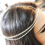 Fstrend Boho Fashion Layered Head Chains Sparking Rhinestone Headband Jewelry for Women and Girls(Silver)
