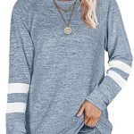 Famulily Women’s Long Sleeve Color Block Sweatshirts Pullover Casual Tunic Tops