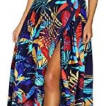 KILIG Women’s Summer Casual Sleeveless Halter Neck Floral Print Beach Party Split Maxi Long Dress Sundress with Pockets