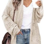 IN’VOLAND Women’s Plus Size Lightweight Crochet Cardigan Long Sleeve Open Front Knit Oversized Boho Sweaters Kimonos