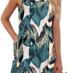 MISFAY Women’s Beach Cover Up Tank Dress Casual Vacation Short Summer Halter Dresses with Pockets