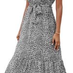 Womens Summer Dresses Casual Boho Printed One Shoulder Sleeveless Smocked Flowy Tiered Beach Party Long Midi Dress