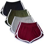 CAMEWAY 4 Pack Women’s Cotton Yoga Dance Short Pants Sport Shorts Summer Athletic Cycling Hiking Sports Shorts
