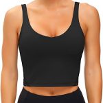 Wjustforu Women Sports Bra Yoga Tank Longline Padded Workout Crop Tank Top Fitness Workout Running Top
