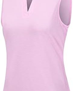 Vidusou Womens Sleeveless Golf Polo Shirts Lightweight Tennis Sport Tops