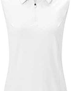 YSENTO Women’s Sleeveless Golf Apparel Shirts Clothes Outfits Collared 1/4 Zip Tank Tops Quick Dry Tennis Polo Shirts