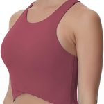 Wjustforu Womens Longline Sports Bra Racerback Crop Top Padded Wirefree Workout Tank Top for Yoga Running