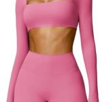 YEOREO Kyla Women Crop Top Long Sleeve Padded Sports Low Medium Impact Yoga Shirt Workout Top