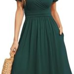 WEACZZY Summer Dress Women Short Sleeve Casual Dress V-Neck Party Floral Dress for Women with Pockets