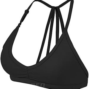 YEOREO Workout Sports Bras for Women Padded Strappy Open Back Gym Bra Lorelie Light Impact Criss Cross Yoga Crop Top