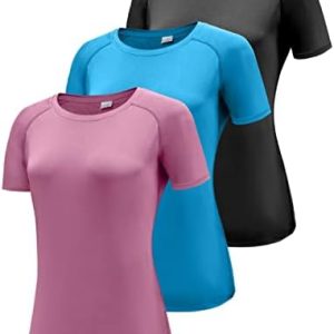 Boyzn Women’s 3 Pack Short/Long Sleeve Workout Running Shirts, UPF 50+ Sun Protection Shirts, Athletic Exercise Gym T-Shirts