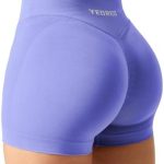 YEOREO Scrunch Butt Workout Shorts Women 3.5″ Seamless V Cross Waist Sport Gym Amplify Shorts