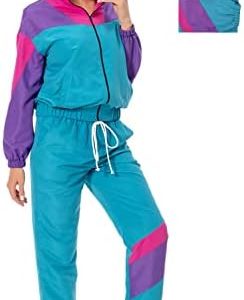 MASSWO Women 80s Sportswear Set 2 Piece Outfits Casual Sweatsuits Retro Vintage Purple Tracksuit