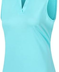 Vidusou Womens Sleeveless Golf Polo Shirts Lightweight Tennis Sport Tops