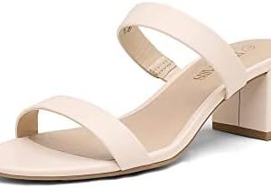DREAM PAIRS Women’s Two Strap Open Toe Low Block Chunky Heels Sandals Dress Pumps Shoes