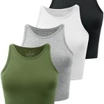 Kole Meego 4 Pack Cotton Crop Tops for Women Workout Cropped Tank Top