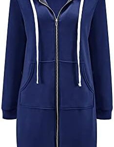 Reimferce Women’s Casual Zip up Hoodies Long Tunic Sweatshirts Jackets Fashion Plus Size Hoodie with Pockets Red…