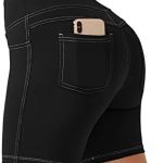 G4Free Womens Biker Running Shorts 8″ High Waisted Yoga Shorts with Pockets Compression Jean Shorts for Casual