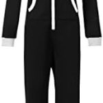 WOTOGOLD Men and Women Black Blue Pajamas Sportswear Hooded Unisex Jumpsuit