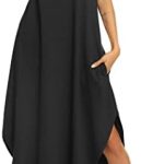 Ekouaer Women’s Nightgown Pockets Casual V Neck Nightshirts Short Sleeve Long Dresses S-XXL