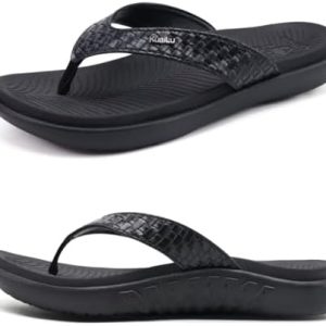 KuaiLu Womens Flip Flops Ladies Yoga Mat Comfortable Walking Thong Sandals With Plantar Fasciitis Arch Support Slip On Indoor Outdoor For Summer