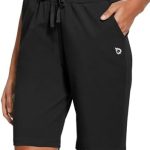 BALEAF Women’s Bermuda Shorts Athletic Workout Shorts Casual Summer Knee Length Pull On Lounge Shorts with Pockets