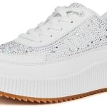 LUCKY STEP Women’s Platform Sneakers Rhinestone Fashion Chunky Casual Sparkly Retro Braided Walking Shoes