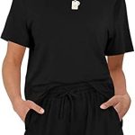 Women 2 Piece Outfits Summer Loungewear Sets Short Sleeve T-shirts and Shorts Jogging Suit Athletic Tracksuit With Pockets