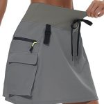 MIVEI Women’s Hiking Cargo Skort Skirt High Waisted Golf Dressy Casual with Zipper Pockets Workout Sport Quick Dry Skirts