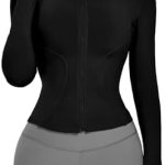 Locachy Women’s Lightweight Stretchy Workout Full Zip Running Track Jacket with Thumb Holes