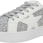 Niluber Women’s Fashion Star Sneaker Low Top Comfortable Cushioned Fashion Sneakers Lace Up Glitter Platform Party Shoes