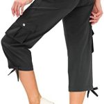 MoFiz Women’s Cargo Hiking Capri Pants Lightweight Quick Dry Running Athletic Casual Outdoor Button Pockets
