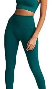 Hotexy Women’s Workout Sets 2 Pieces Suits Seemless Waistband Yoga Leggings with Stretch Sports Bra Gym Clothes