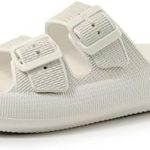 BenSorts Women Men Pillow Sandals Adjustable Buckles Slides Thick Sole