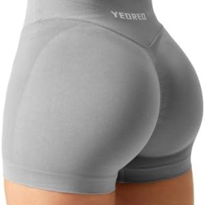 YEOREO Scrunch Butt Workout Shorts Women 3.5″ Seamless V Cross Waist Sport Gym Amplify Shorts