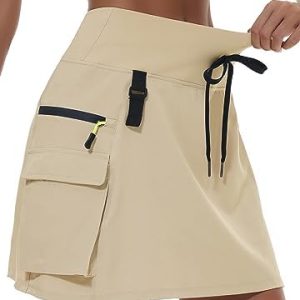 MIVEI Women’s Hiking Cargo Skort Skirt High Waisted Golf Dressy Casual with Zipper Pockets Workout Sport Quick Dry Skirts