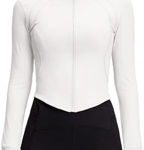 QUEENIEKE Workout Jacket for Women Lightweight Zip Up Yoga Running Athletic Jacket With Thumb Holes