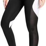 QUEENIEKE Legggings for Women High Waisted Color-blocking Workout Yoga Pants with Pockets Tummy Control